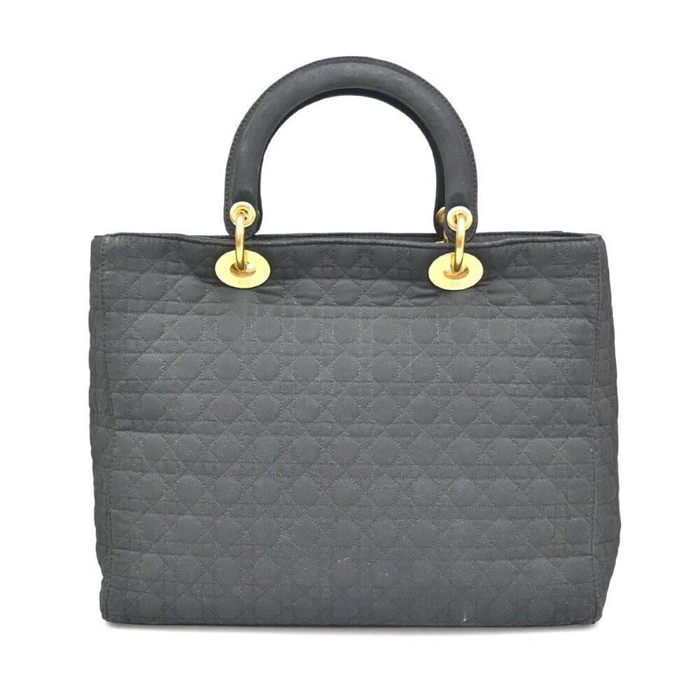 CHRISTIAN DIOR Logo Lady Cannage Hand Bag Nylon Leather Black GHW Italy 76ZA109 - Picture 3 of 16
